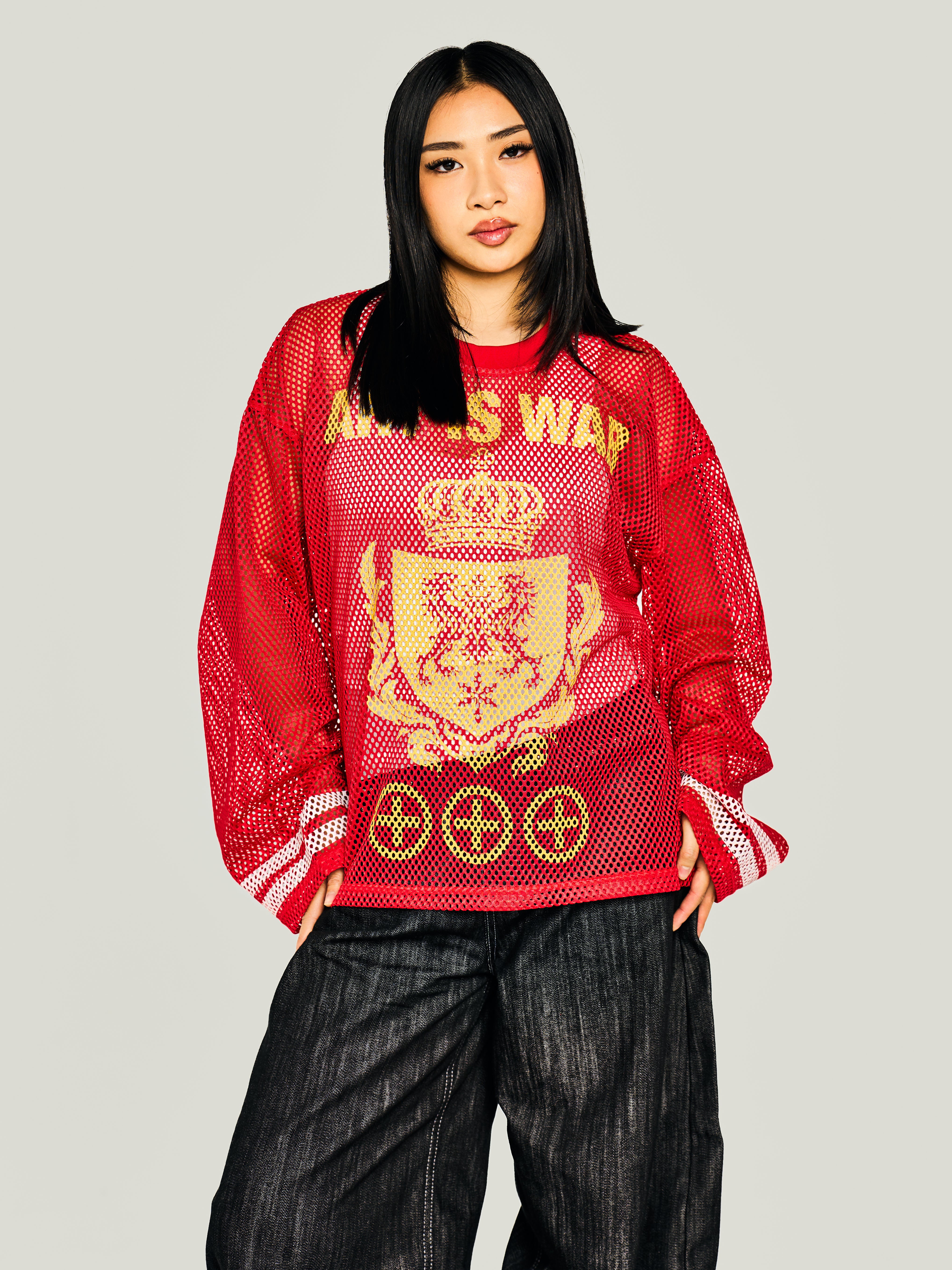 ART IS WAR MESH LONG SLEEVE RED