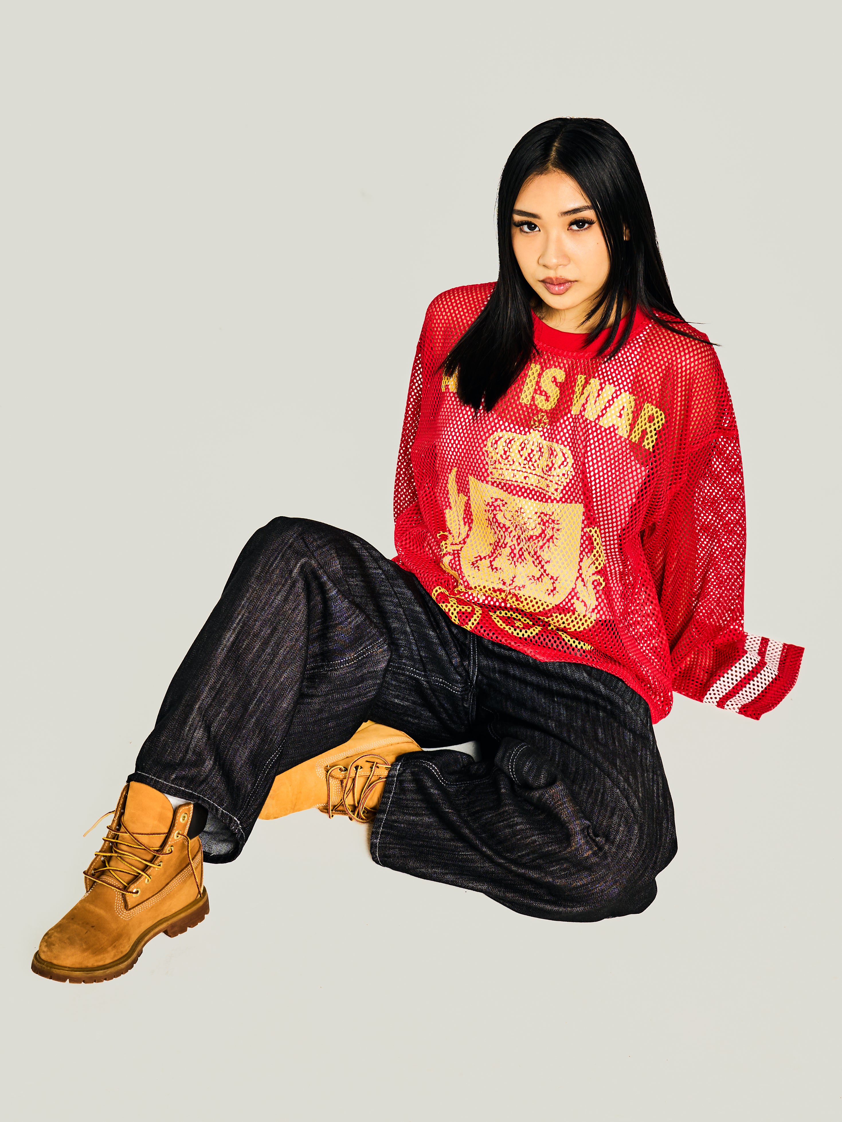 ART IS WAR MESH LONG SLEEVE RED