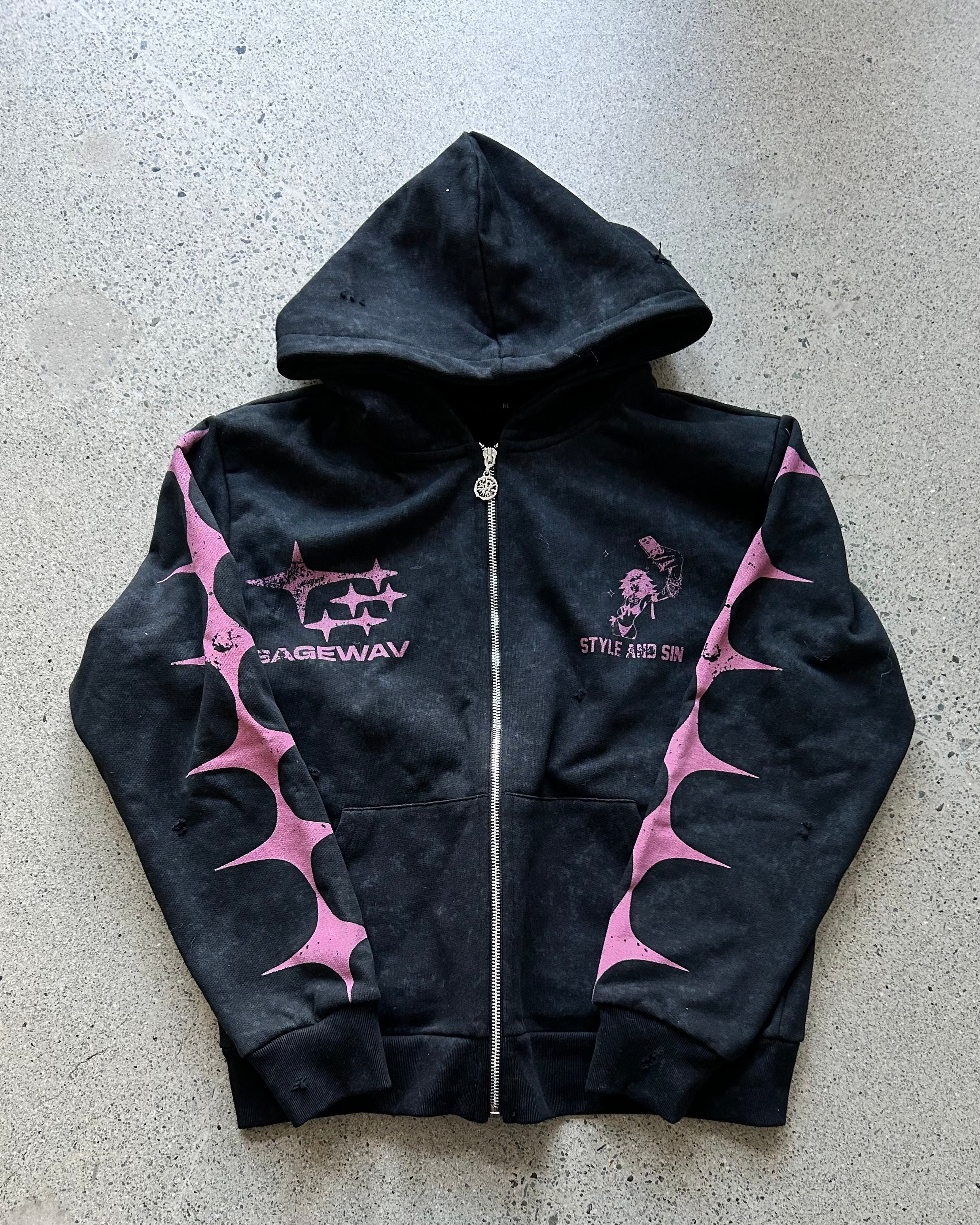 THORN X ZIP UP BLACK