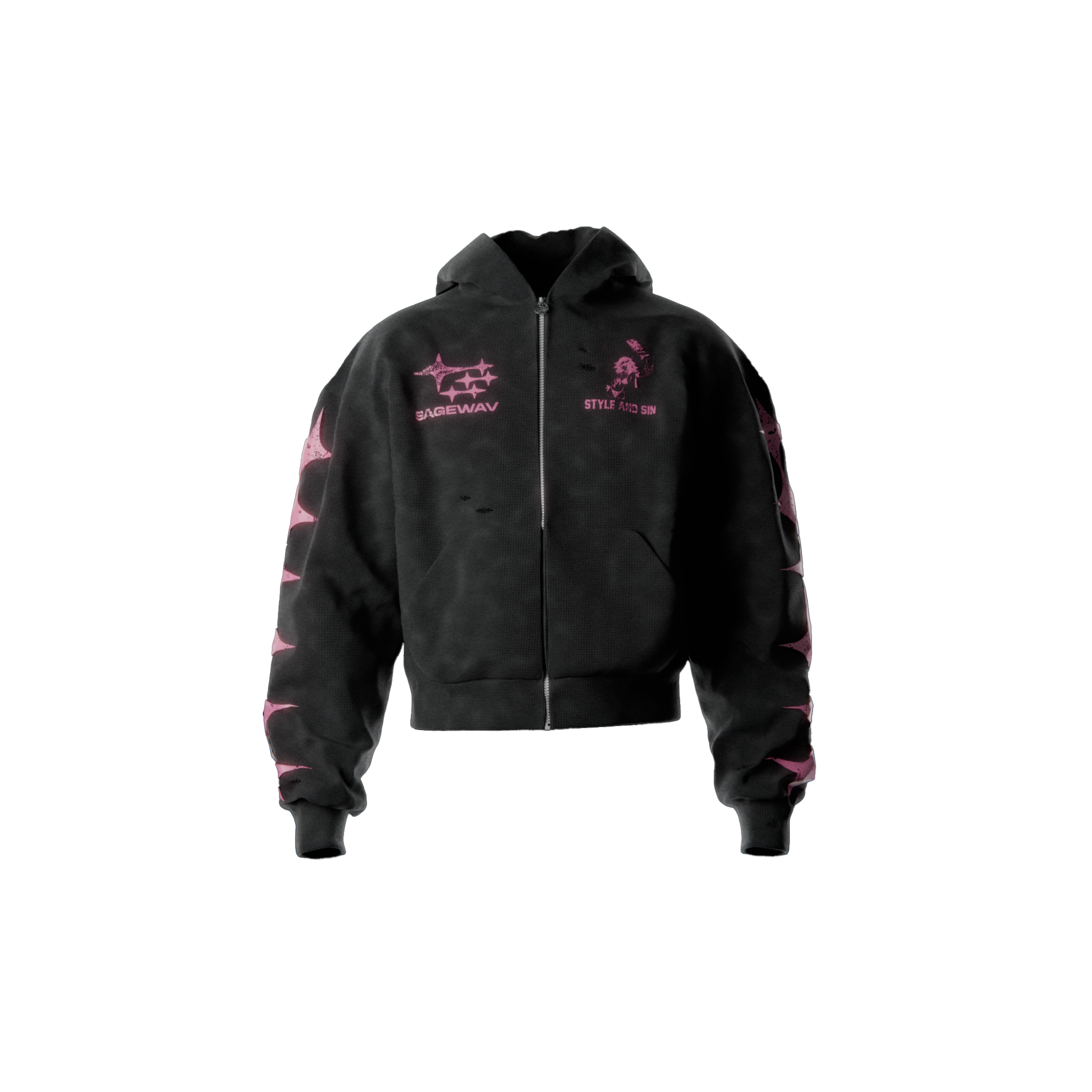 THORN X ZIP UP BLACK